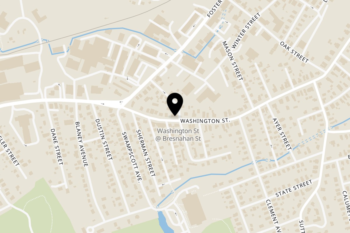 Map showing the location of Oliveira's Peabody Steakhouse on 135 Washington St in Peabody